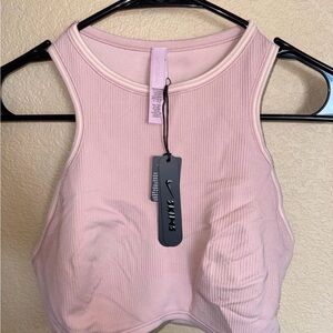 Skims Nike Women's Pink Ribbed Sports Bra Top